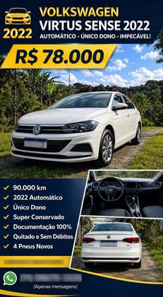 VOLKSWAGEN VIRTUS 1.6 MSI SENSE TOTAL FLEX AUTOMÁTICO VOLKSWAGEN VIRTUS 1.6 MSI SENSE TOTAL FLEX AUTOMÁTICO